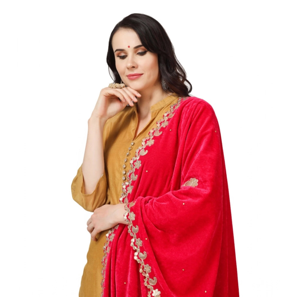 Seduva Women's Velvet Gotta Patti Dupatta (Pink, Length:��2.25 to 2.50 Mtr)