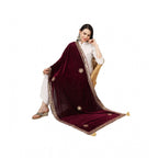 Seduva Women's Velvet Gotta Patti Dupatta (Purple, Length:��2.25 to 2.50 Mtr)