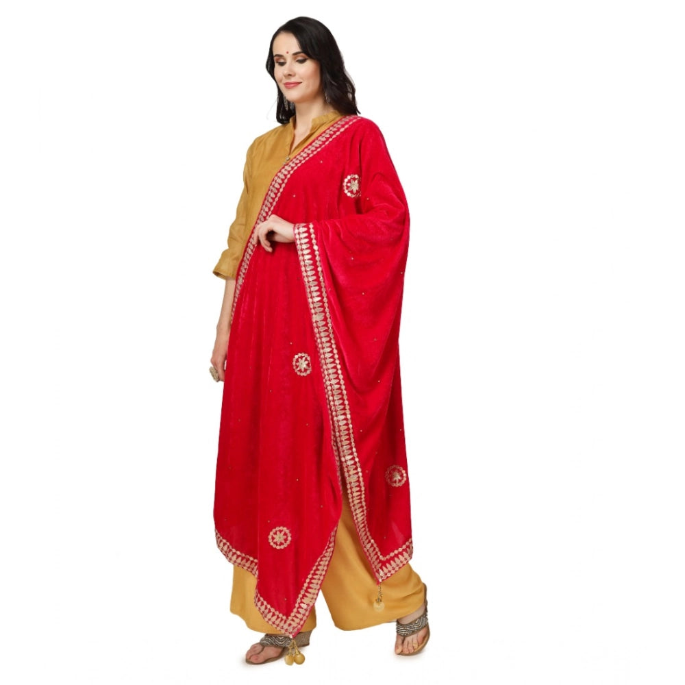 Seduva Women's Velvet Gotta Patti Dupatta (Pink, Length:��2.25 to 2.50 Mtr)