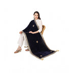Seduva Women's Velvet Gotta Patti Dupatta (Blue, Length:��2.25 to 2.50 Mtr)