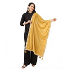 Seduva Women's Velvet Gotta Patti Dupatta (Yellow, Length:��2.25 to 2.50 Mtr)
