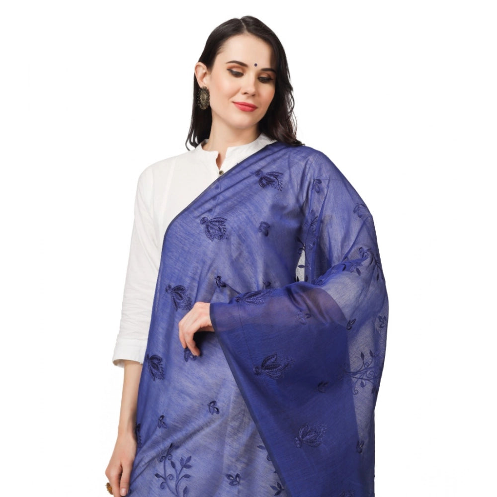 Seduva Women's Cotton Embroidered Dupatta (Blue, Length:��2.25 to 2.50 Mtr)