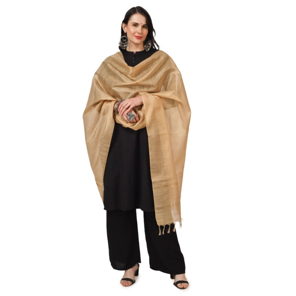 Seduva Women's Chanderi Solid Dupatta (Gold, Length:��2.25 to 2.50 Mtr)