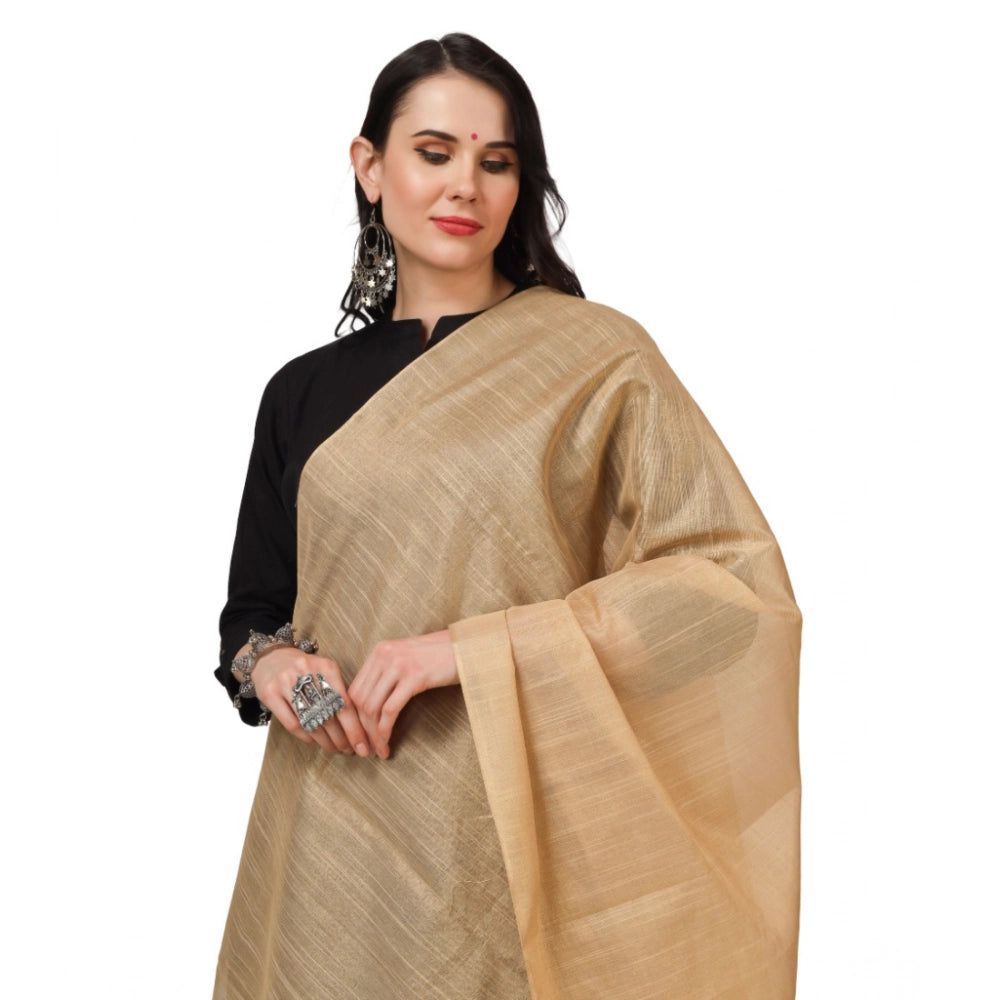 Seduva Women's Chanderi Solid Dupatta (Gold, Length:��2.25 to 2.50 Mtr)
