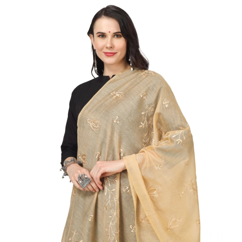 Seduva Women's Cotton Embroidered Dupatta (Gold, Length:��2.25 to 2.50 Mtr)