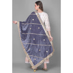 Seduva Women's Velvet Gotta Patti Dupatta (Grey, Length:��2.25 to 2.50 Mtr)