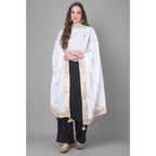 Seduva Women's Velvet Gotta Patti Dupatta (Off White, Length:��2.25 to 2.50 Mtr)