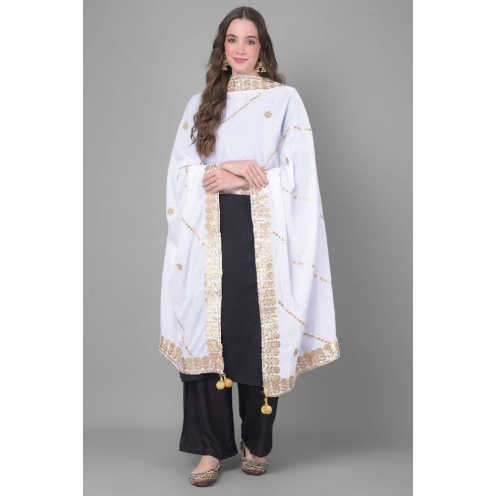 Seduva Women's Velvet Gotta Patti Dupatta (Off White, Length:��2.25 to 2.50 Mtr)