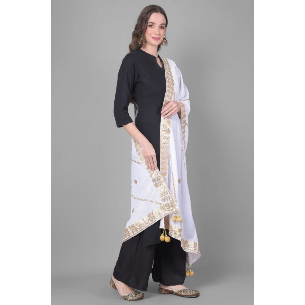 Seduva Women's Velvet Gotta Patti Dupatta (Off White, Length:��2.25 to 2.50 Mtr)