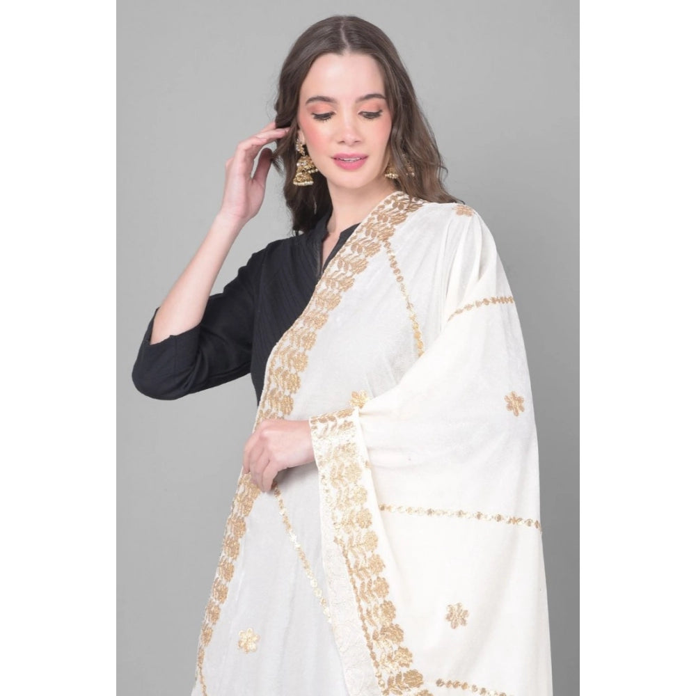 Seduva Women's Velvet Gotta Patti Dupatta (White, Length:��2.25 to 2.50 Mtr)