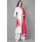 Seduva Women's Velvet Gotta Patti Dupatta (Pink, Length:��2.25 to 2.50 Mtr)