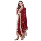 Seduva Women's Velvet Gotta Patti Dupatta (Maroon, Length:��2.25 to 2.50 Mtr)