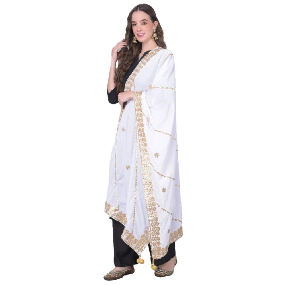 Seduva Women's Velvet Gotta Patti Dupatta (Off White, Length:��2.25 to 2.50 Mtr)
