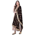 Seduva Women's Velvet Gotta Patti Dupatta (Brown, Length:��2.25 to 2.50 Mtr)