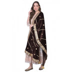 Seduva Women's Velvet Gotta Patti Dupatta (Brown, Length:��2.25 to 2.50 Mtr)