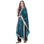 Seduva Women's Velvet Gotta Patti Dupatta (Teal, Length:��2.25 to 2.50 Mtr)