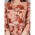 Seduva Women's Casual 3/4 Sleeve Printed Viscose Maternity Feeding Kurti (Brown)