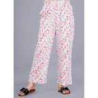 Seduva Women's Casual Half Sleeve Printed Viscose Rayon Shirt With Pyjama Pant Night Suit Set (Baby Pink)