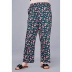 Seduva Women's Casual Half Sleeve Printed Viscose Rayon Shirt With Pyjama Pant Night Suit Set (Teal)