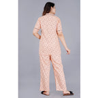 Seduva Women's Casual Half Sleeve Printed Viscose Rayon Shirt With Pyjama Pant Night Suit Set (Peach)