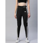 Seduva Women's Polyster Solid Sport Leggings (Black &amp; Grey)
