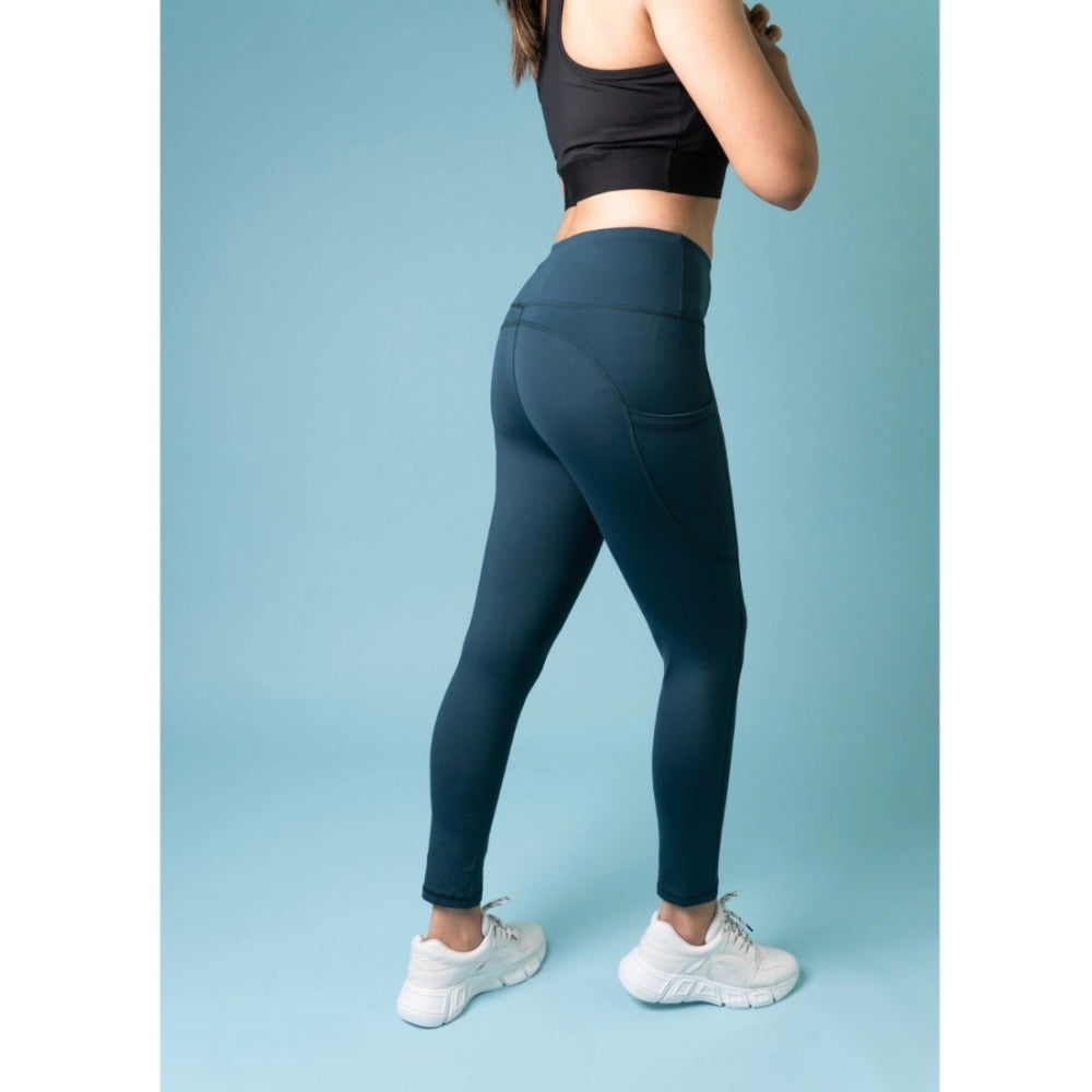 Seduva Women's Polyster Solid Sport Leggings (Blue)