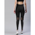 Seduva Women's Polyster Solid Sport Leggings (Black &amp; Grey)