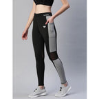 Seduva Women's Polyster Solid Sport Leggings (Black &amp; Grey)