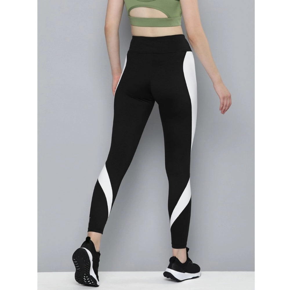 Seduva Women's Polyster Solid Sport Leggings (Black &amp; White)