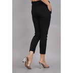 Seduva Women's Casual Solid Lycra Trouser Pant (Black)