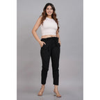 Seduva Women's Casual Solid Lycra Trouser Pant (Black)