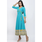 Seduva Women's Casual 3/4 th Sleeve Embroidery Cotton Blend Kurti (Torque Green)