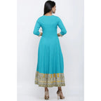 Seduva Women's Casual 3/4 th Sleeve Embroidery Cotton Blend Kurti (Torque Green)