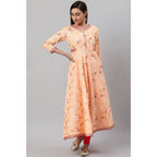 Seduva Women's Casual 3/4 th Sleeve Floral Printed Rayon Kurti (Peach)