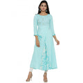 Seduva Women's Casual 3/4 th Sleeve Embroidery Rayon Kurti (Sky Blue)