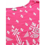 Seduva Women's Casual Short Sleeve Printed Rayon Pajama Set (Pink)