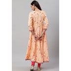 Seduva Women's Casual 3/4 th Sleeve Floral Printed Rayon Kurti (Peach)