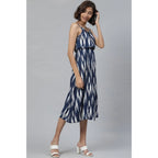 Seduva Women's Casual Sleeveless Ikat Print Rayon Dress (Blue)