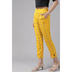Seduva Women's Casual Checked Rayon Trouser Pant (Yellow)