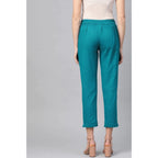 Seduva Women's Casual Solid Cotton Slub Trouser Pant (Rama Blue)