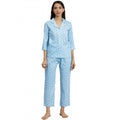 Seduva Women's Casual 3/4 th Sleeve Floral Printed Rayon Shirt With Pyjama Pant Night Suit Set (Blue)