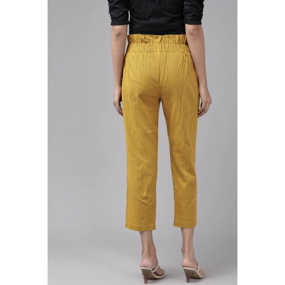 Seduva Women's Casual Printed Cotton Flex Trouser Pant (Mustard)