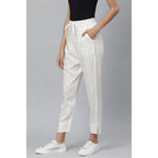 Seduva Women's Casual Checked Rayon Trouser Pant (White)