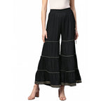 Seduva Women's Casual Solid Rayon Sharara (Black)
