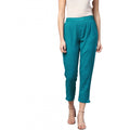Seduva Women's Casual Solid Cotton Slub Trouser Pant (Rama Blue)