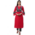 Seduva Women's Casual Bell Sleeves Floral Printed Cotton Kurti Set (Rani Pink)