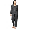 Seduva Women's Casual Full Sleeves Polka Dot Printed Rayon Shirt With Pyjama Pant Night Suit Set (Grey)