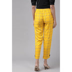 Seduva Women's Casual Checked Rayon Trouser Pant (Yellow)