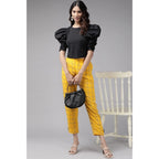 Seduva Women's Casual Checked Rayon Trouser Pant (Yellow)