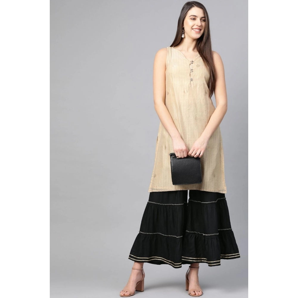 Seduva Women's Casual Solid Rayon Sharara (Black)